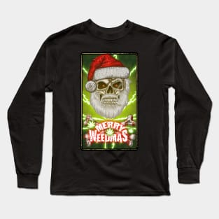 Santa Claus Skull, Christmas, Weed, Weed Culture, Happy Weedmas Long Sleeve T-Shirt